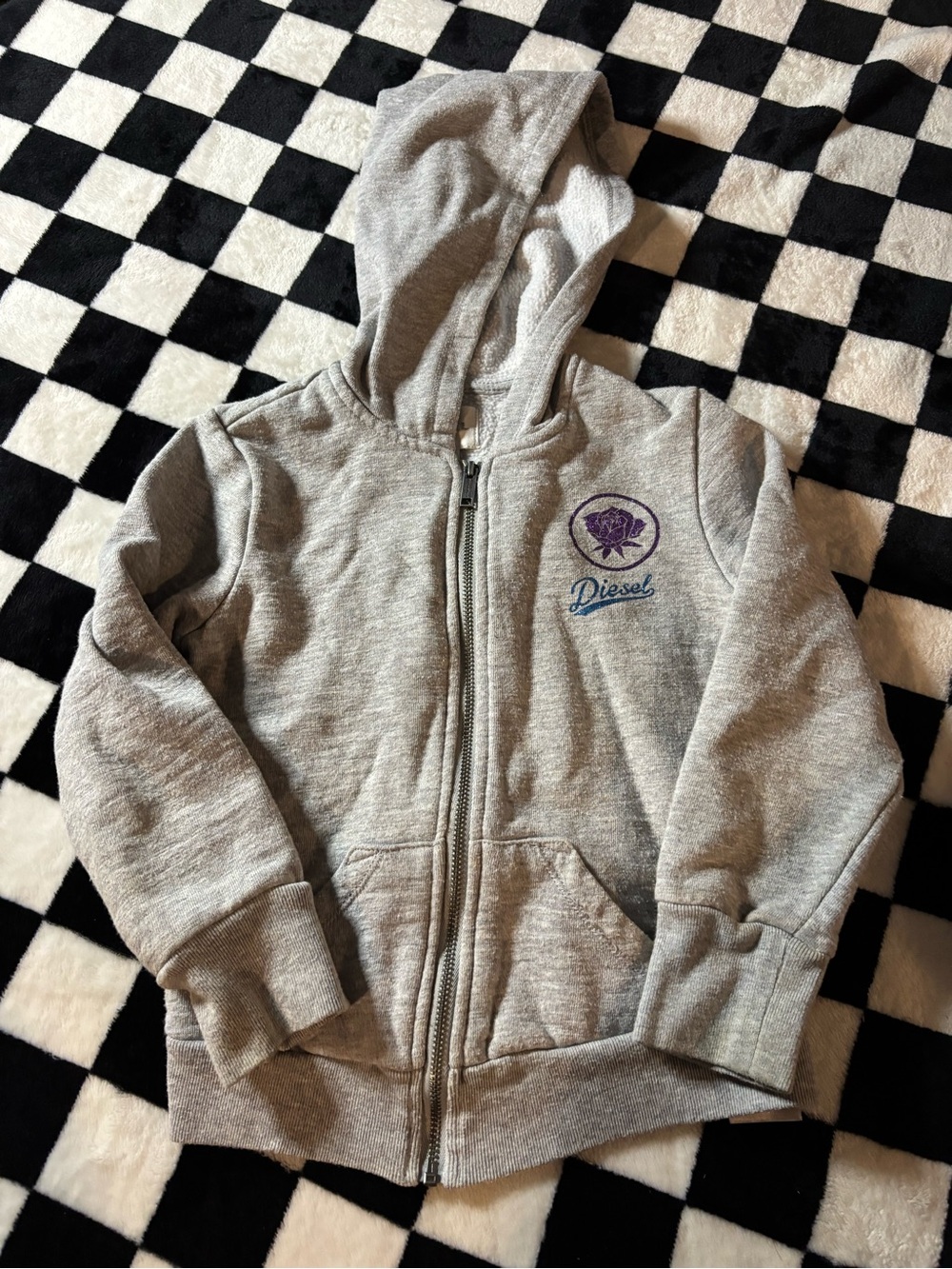 Girls size 5 Diesel Gray Zip-Up Sweater Hoodie